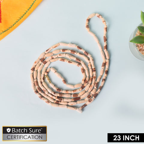 100% Pure 23 Inch Long Tulsi Kanthi Bead Jap Mala for chanting and meditation, sacred wooden mala promoting peace, devotion, and spiritual well-being. India’s Premium Jap Mala Store - www.satvikworld.com