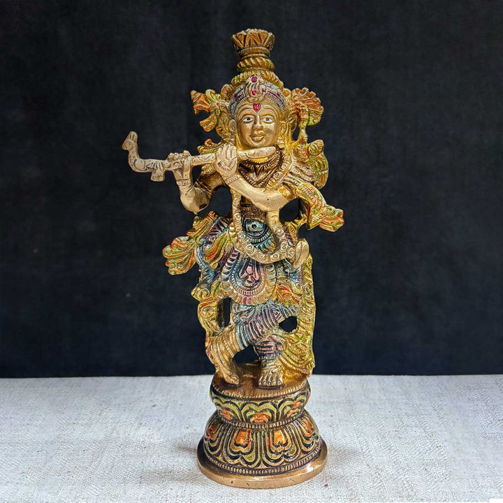 9.3 Inch Krishna Idol – Exquisite Brass Statue of Lord Krishna, Symbolizing Joy, Devotion, and Divine Love. Perfect for Temple, Home Decor, and Spiritual Worship, Handcrafted with Intricate Detailing to Enhance the Sacred Aura of Your Space. Ideal for Puja, Mandir Decoration, and Bringing Spiritual Blessings of Peace and Harmony | India’s Largest Pooja Accessories Brand – www.satvikworld.com