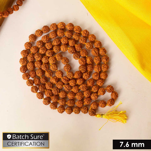 Certified natural brown Rudraksha mala with spiritual beads for mantra chanting and meditation. India’s Premium Rudraksha Jap Mala Store- www.satvikworld.com