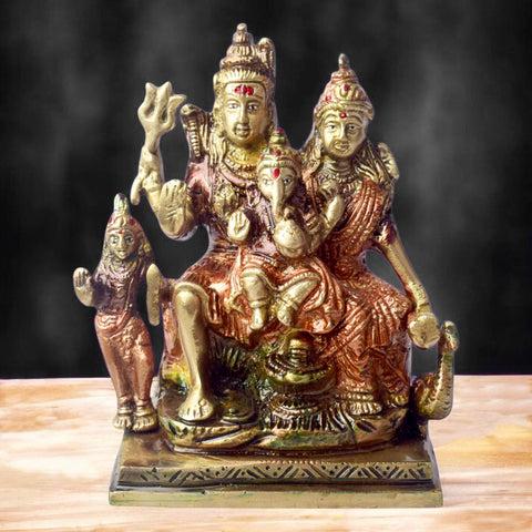 5.5 Inch Shiv Family Statue – Divine Brass Sculpture Depicting Lord Shiva, Goddess Parvati, Lord Ganesha, and Lord Kartikeya, Symbolizing Family Unity, Love, and Blessings, Perfect for Temple, Home, Office Decor, and Spiritual Worship, Handcrafted with Intricate Detailing for a Sacred Touch, Ideal for Puja and Mandir Decoration, Buy Shiv Family Statue Online, Affordable God Statue Prices | India’s Largest Pooja Accessories Brand – www.satvikworld.com