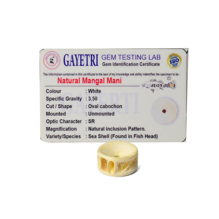 Polished reddish-brown Mangal Mani stone (Mangal Kata) placed on a pooja thali with diya and flowers for spiritual and astrological protection. India’s Largest Pooja Accessories Brand - www.satvikworld.com