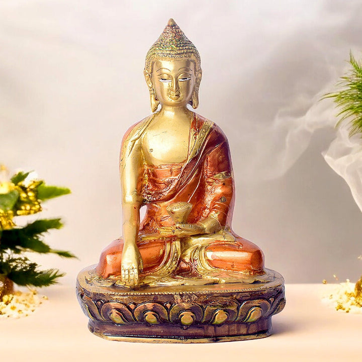 Brass Buddha Statue – Elegant Brass Idol of Lord Buddha, Symbolizing Peace, Enlightenment, and Tranquility. Handcrafted with Intricate Detailing, Perfect as a Showpiece for Home Decor, Meditation Spaces, and Spiritual Worship. Ideal for Bringing Calmness, Balance, and Divine Energy to Your Living Space | India’s Largest Pooja Accessories Brand – www.satvikworld.com