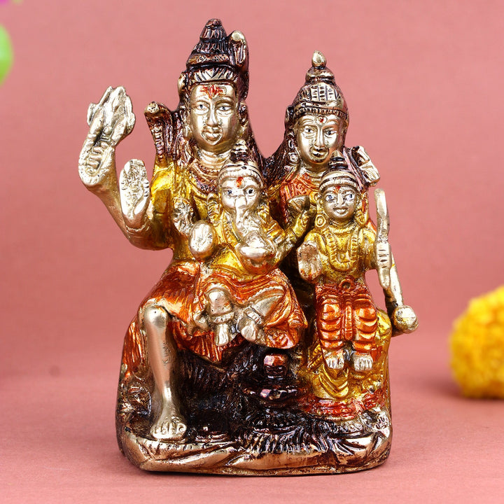 Ravishing Brass Shiv Parivar Idol – Divine Brass Statue Depicting Lord Shiva, Goddess Parvati, Lord Ganesha, and Lord Kartikeya, Symbolizing Family Unity, Blessings, and Spiritual Harmony, Perfect for Temple, Home Decor, and Spiritual Worship, Handcrafted with Intricate Detailing for a Sacred Touch, Ideal for Puja and Mandir Decoration, Buy Shiv Parivar Idol Online, Affordable God Statue Prices | India’s Largest Pooja Accessories Brand – www.satvikworld.com