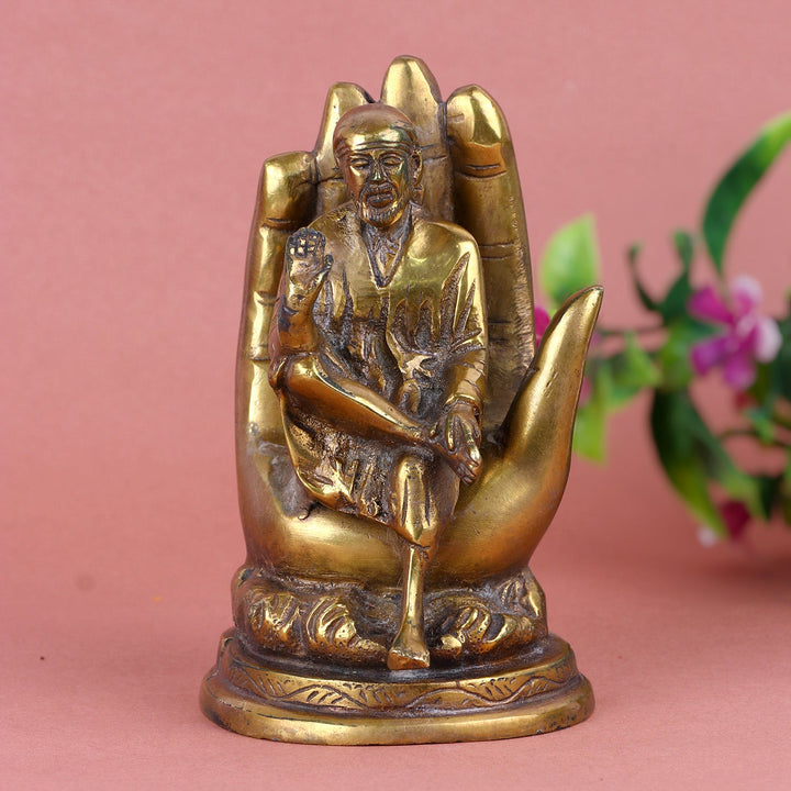 Pure Brass Shirdi Sai on Hand Statue – Divine Brass Idol of Sai Baba, Symbolizing Faith, Devotion, and Blessings, Perfect for Temple, Home Decor, and Spiritual Worship, Handcrafted with Intricate Detailing for a Sacred Aura, Ideal for Puja and Mandir Decoration. | India’s Largest Pooja Accessories Brand – www.satvikworld.com