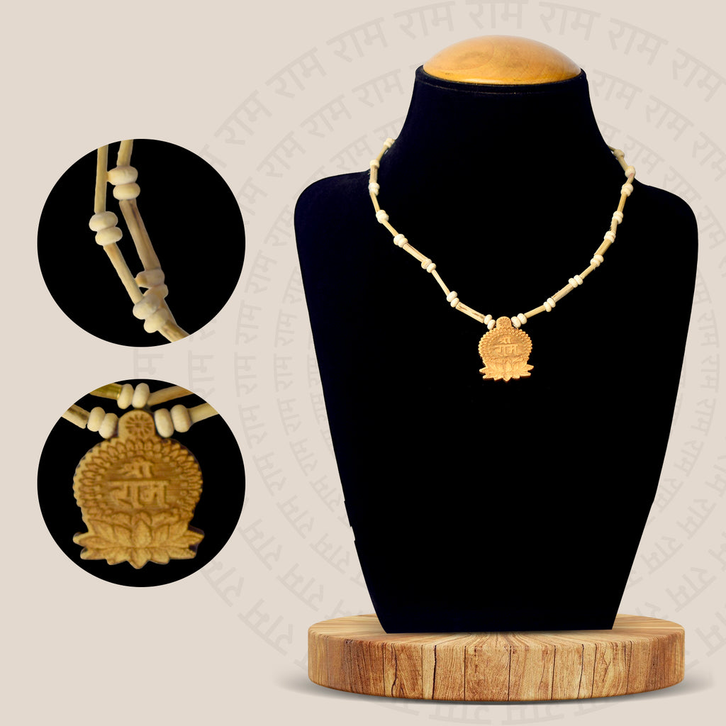 100% Original Tulsi Mala with Shri Ram Wooden Locket – sacred prayer beads with devotional locket for chanting and meditation. India’s Largest Brass Idols Brand - www.satvikworld.com
