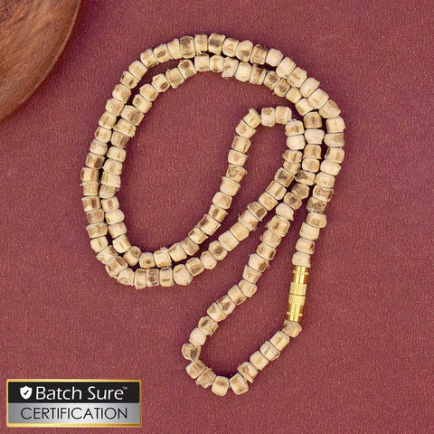 100% Pure 10-inch long Tulsi Kanthi Bead Jap Mala – sacred prayer necklace for chanting, meditation, and spiritual use.India’s Premium Jap Mala Store - www.satvikworld.com