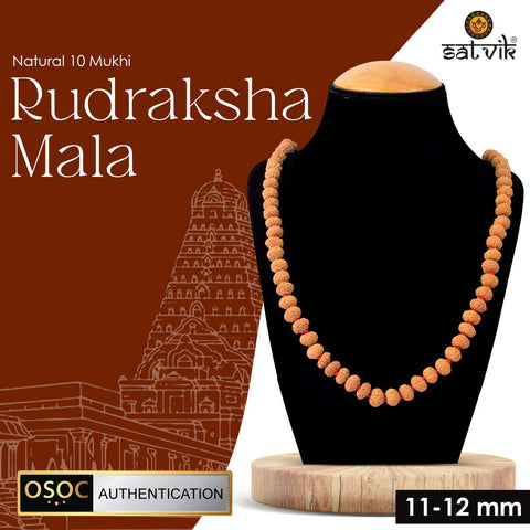 Original 10 Mukhi Rudraksha Mala with 108 Beads for Meditation and Divine Protection. India’s Premium Jap Mala Store - www.satvikworld.com