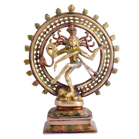 11.6 Inch Divine and Graceful Natraj Brass Idol Brass Statue featuring intricate detailing, perfect for spiritual home decor, temple worship, and devotional gifting. India’s Largest Brass Idols Brand - www.satvikworld.com