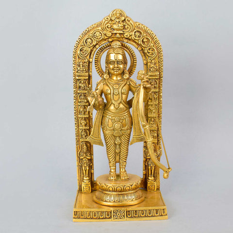 11.8 Inch pure brass Ayodhya Ram Lalla idol, exquisitely crafted to embody divine blessings and spiritual devotion; ideal for home temple or sacred space décor. India’s Largest Pooja Accessories Brand – www.satvikworld.com