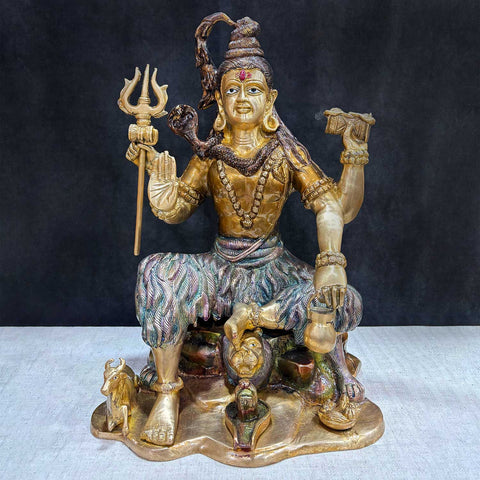 18.5 Inch Handcrafted Brass Statue of Lord Shiva