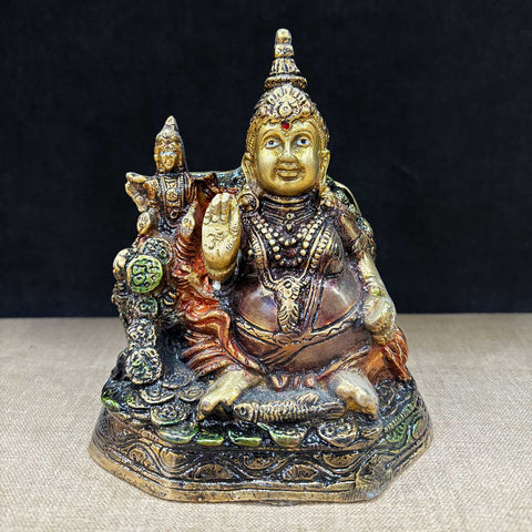 6.5 Inch Auspicious Lord Kuber Idol with Laxmi Ji – Divine Brass Statue of Lord Kuber, the God of Wealth, with Goddess Laxmi, Symbolizing Prosperity, Abundance, and Blessings. Perfect for Temple, Home Decor, and Spiritual Worship, Handcrafted with Intricate Detailing to Bring Divine Wealth and Prosperity to Your Space. Ideal for Puja, Mandir Decoration, and Spiritual Growth | India’s Largest Pooja Accessories Brand – www.satvikworld.com


