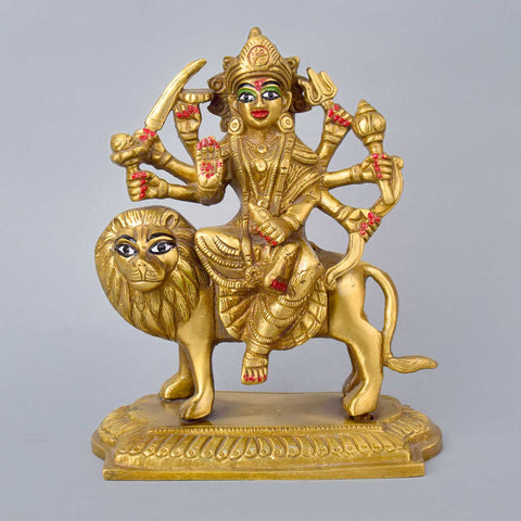 7.1 Inch Divine Maa Durga Base – Exquisite Brass Idol of Goddess Durga, Symbolizing Strength, Power, and Protection. Handcrafted with Intricate Detailing, Perfect for Temple, Home Decor, and Spiritual Worship. Ideal for Puja, Mandir Decoration, and Bringing Blessings of Courage and Divine Grace to Your Space | India’s Largest Pooja Accessories Brand – www.satvikworld.com