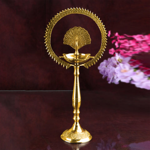 9 Inch Brass Mor Kiran Standing Diya Puja Store Online Pooja Items Online Puja Samagri Pooja Store near me www.satvikworld.com