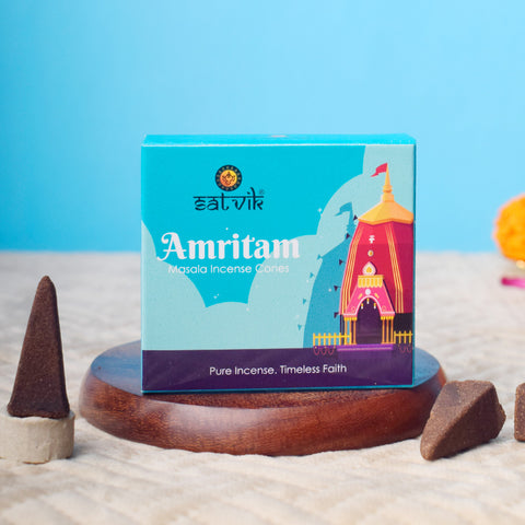Amritam Pure Masala Incense Cones – Natural Handcrafted Dhoop for Pooja and Meditation. India’s Largest Pooja Accessories Brand - www.satvikworld.com