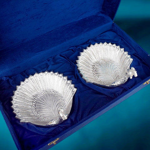 Beautiful Silver Peacock Tray – Elegant Decorative Metal Serving Tray for Gifting and Home Décor. India’s Largest Brass Idols Brand - www.satvikworld.com