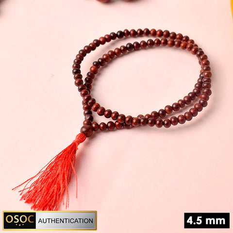 Certified 4.5mm 100% Original Pure Red Sandalwood Jap Mala from Andhra Pradesh. India’s Largest Pooja Accessories Brand - www.satvikworld.com