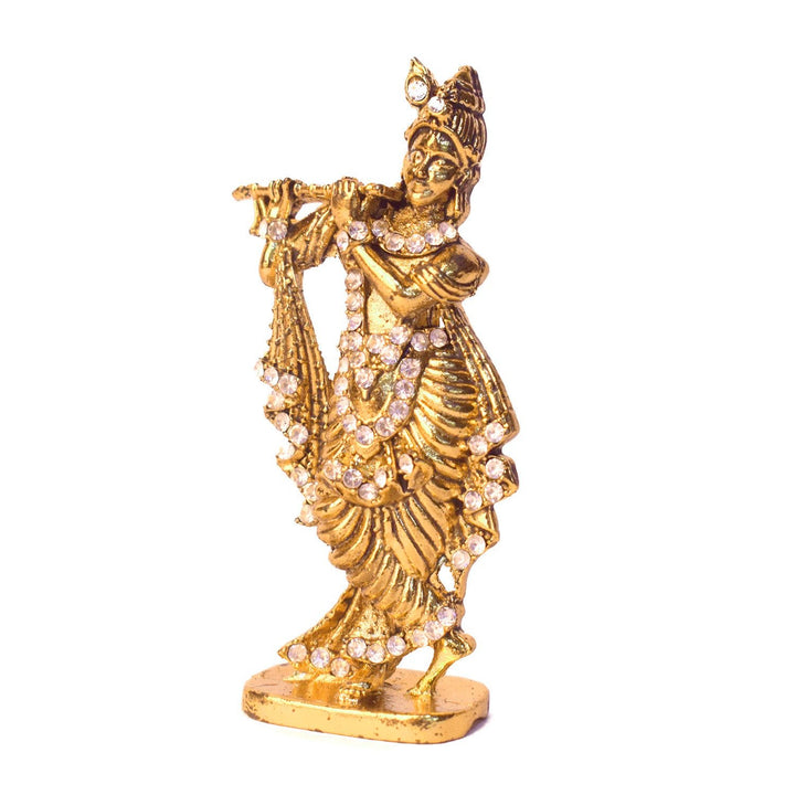 Metal Krishna Statue (Golden) Puja Store Online Pooja Items Online Puja Samagri Pooja Store near me www.satvikstore.com