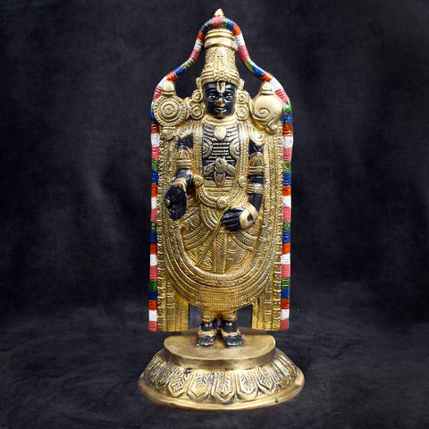 Handcrafted brass Lord Venkateswara idol with intricate detailing for home temple and pooja. India’s Largest Brass Idols Brand - www.satvikworld.com