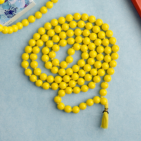 Hakik Jap Mala (Yellow) – A Confidence-Boosting and Prosperity-Enhancing Meditation Mala. India’s Premium Hakik Jap Mala Store - www.satvikworld.com