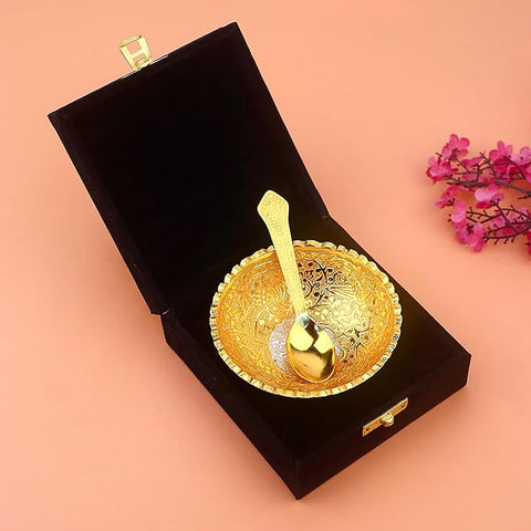 Decorative embossed gold and silver plated lotus flower base bowl with intricate floral patterns and elegant finish India’s Largest Pooja Accessories Brand – www.satvikworld.com