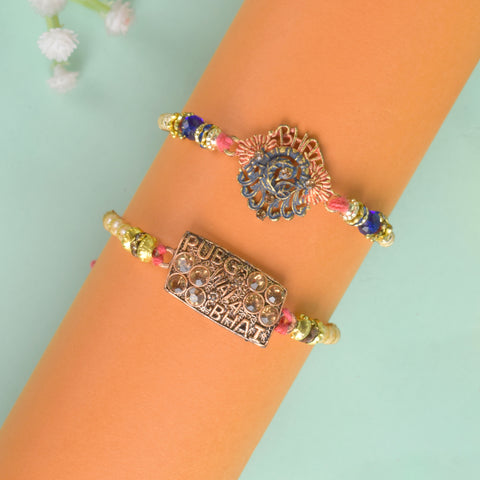 Set of 2 Traditional Rakhis for Brothers with Roli Chawal and Ram Sita Stickers – Raksha Bandhan Gift Pack. India’s Largest Pooja Accessories Brand - www.satvikworld.com