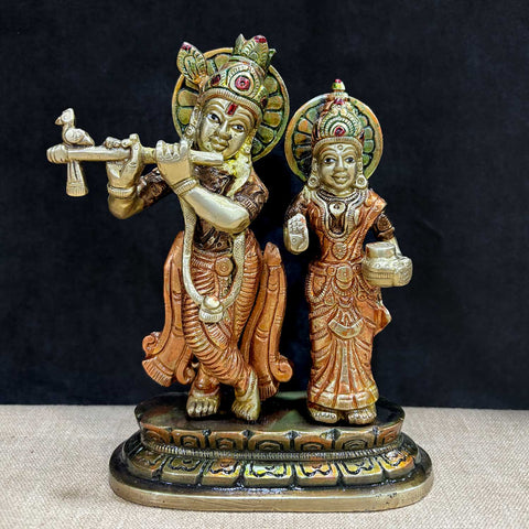 6.7 Inch The Divine Duo – Radha Krishna Idol of Sacred Love – Exquisite Brass Statue of Lord Radha and Krishna, Symbolizing Eternal Love, Devotion, and Spiritual Bliss, Perfect for Temple, Home Decor, and Spiritual Worship, Handcrafted with Intricate Detailing for a Sacred Touch, Ideal for Puja and Mandir Decoration, Buy Radha Krishna Idol Online, Affordable God Statue Prices | India’s Largest Pooja Accessories Brand – www.satvikworld.com