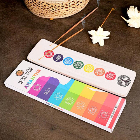 Handcrafted Seven Chakra incense burner with engraved chakra symbols, designed for holding incense sticks during meditation, yoga, or spiritual rituals. India’s Largest Pooja Accessories Brand – www.satvikworld.com