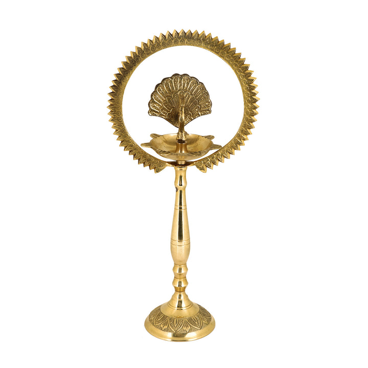 9 Inch Brass Mor Kiran Standing Diya Puja Store Online Pooja Items Online Puja Samagri Pooja Store near me www.satvikworld.com