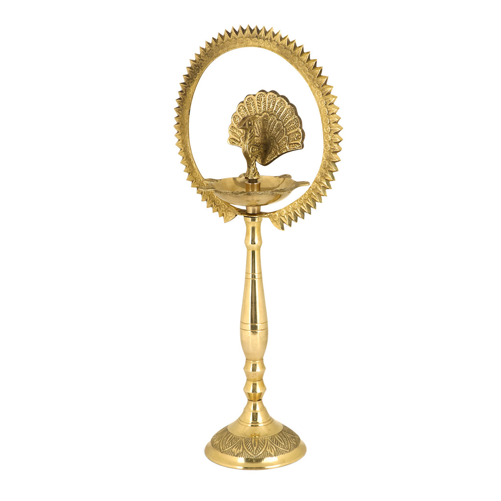 9 Inch Brass Mor Kiran Standing Diya Puja Store Online Pooja Items Online Puja Samagri Pooja Store near me www.satvikworld.com