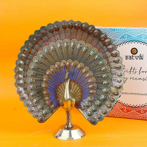 Elegant Brass Peacock Statue Puja Store Online Pooja Items Online Puja Samagri Pooja Store near me www.satvikworld.com