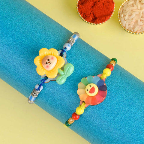 Set of 2 Cartoon-Themed Kids Rakhi with Roli Chawal and Ram Sita Stickers – Raksha Bandhan Gift Combo for Children. India’s Largest Pooja Accessories Brand - www.satvikworld.com