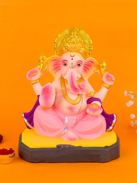 8.2 Inch Lambodara eco-friendly Ganesha idol made of clay, hand-painted in vibrant colors. India’s Largest Pooja Accessories Brand – www.satvikworld.com