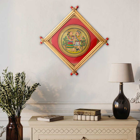 Medium Adivasi Photo Frame with traditional Indian tribal artwork in wooden frame. India’s Largest Brass Idols Brand - www.satvikworld.com