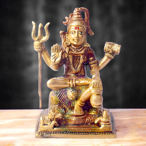 6 Inch Premium Brass Shiv Idol – Exquisite Brass Statue of Lord Shiva, Symbolizing Peace, Meditation, and Divine Blessings, Perfect for Temple, Home Decor, and Spiritual Worship, Handcrafted with Intricate Detailing for a Sacred Touch, Ideal for Puja and Mandir Decoration, Buy Shiv Idol Online, Affordable God Statue Prices | India’s Largest Pooja Accessories Brand – www.satvikworld.com