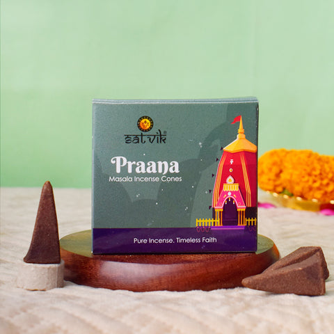 Praana Pure Masala Incense Cones – Natural Energy & Positivity Dhoop Cones for Meditation and Worship. India’s Largest Pooja Accessories Brand - www.satvikworld.com