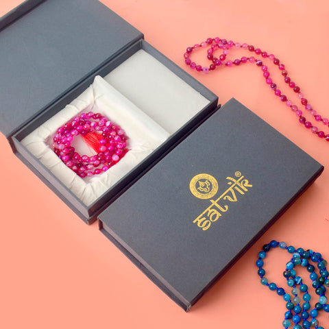 Premium Hakik Jap Mala with Pink Hakik Beads – A Spiritual Meditation Mala for Love, Emotional Healing, and Inner Peace. India’s Premium Hakik Jap Mala Store - www.satvikworld.com