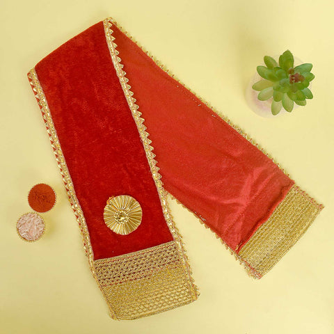 Red Grace Angvastra/Patka/Duppata – Vibrant red devotional cloth designed for festive occasions, ideal for temple rituals and spiritual ceremonies. India’s Largest Pooja Accessories Brand – www.satvikworld.com
