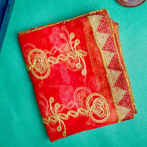 Sacred Red Puja Mata Ki Chunni for Religious Ceremonies (85x39 Inch) – India’s Largest Pooja Accessories Brand – www.satvikworld.com