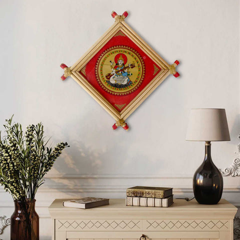 Small Saraswati Photo Frame for Pooja Room, Study Table or Gifting. India’s Largest Pooja Accessories Brand - www.satvikworld.com