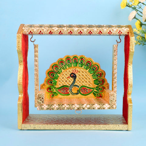 Traditional Meenakari Jhula for Laddu Gopal – vibrant handcrafted swing with intricate artwork, ideal for temple and festive decor. India’s Largest Pooja Accessories Brand – www.satvikworld.com