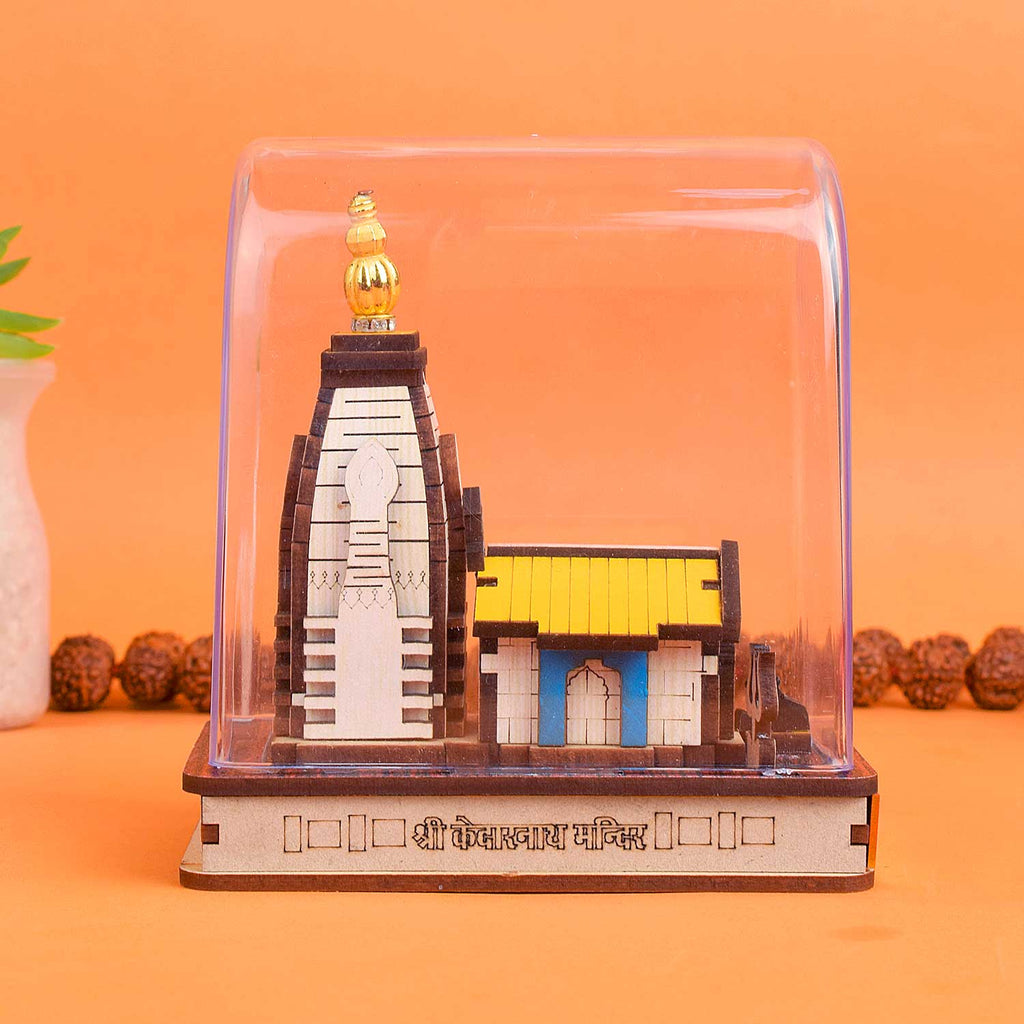 Shri Kedarnath Dham Temple Plywood Showpiece – Antique Finish Spiritual Decor – India’s Largest Pooja Accessories Brand – www.satvikworld.com