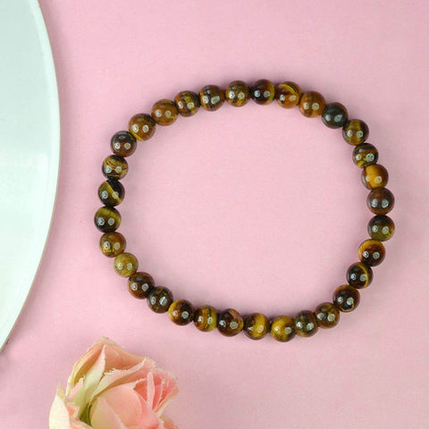 Authentic Tiger Eye Crystal Bracelet for Reiki Healing – 6 MM Beads for Courage, Protection, and Confidence. India’s Largest Pooja Accessories Brand – www.satvikworld.com