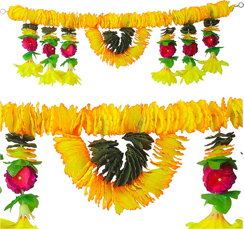 Artificial Flower Bandarwal Toran (Design-11) for door decoration featuring vibrant floral accents for festive home décor. India’s Largest Pooja Accessories Brand – www.satvikworld.com