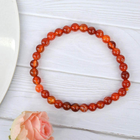 Authentic Carnelian Crystal Bracelet for Reiki Healing with 6mm Beads for Vitality and Confidence. India’s Largest Pooja Accessories Brand – www.satvikworld.com