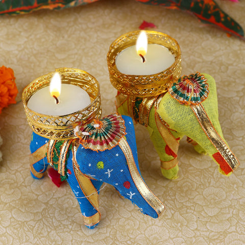 Eye-Catching Handcrafted Elephant Tea Light Holder – A beautifully detailed elephant-shaped holder made from metal, ideal for placing tea light candles during festive decor, pooja rituals, or home ambiance lighting. India’s Largest Pooja Accessories Brand – www.satvikworld.com