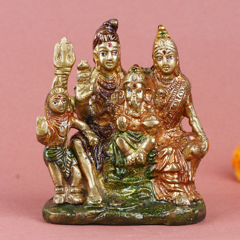 Brass Sampurna Shiv Parivaar idol, intricately crafted to depict the complete Lord Shiva family, including Lord Shiva, Goddess Parvati, Lord Ganesha, and Lord Kartikeya. A perfect addition to pooja rooms, home temples, or as a spiritual gift. India’s Largest Pooja Accessories Brand – www.satvikworld.com