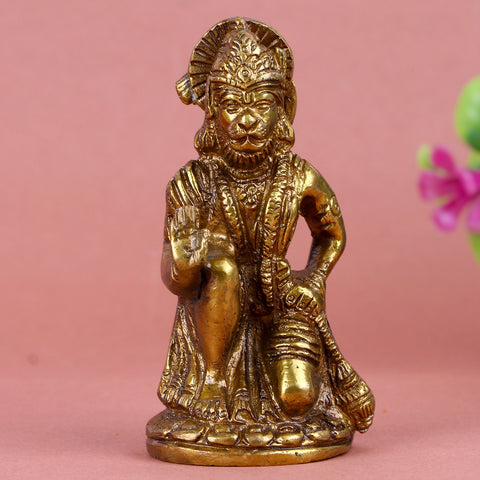 rass sitting Hanuman statue, intricately crafted to depict Lord Hanuman in a seated posture, symbolizing strength, devotion, and protection. Ideal for worship, spiritual spaces, or as a decorative piece. India’s Largest Pooja Accessories Brand – www.satvikworld.com