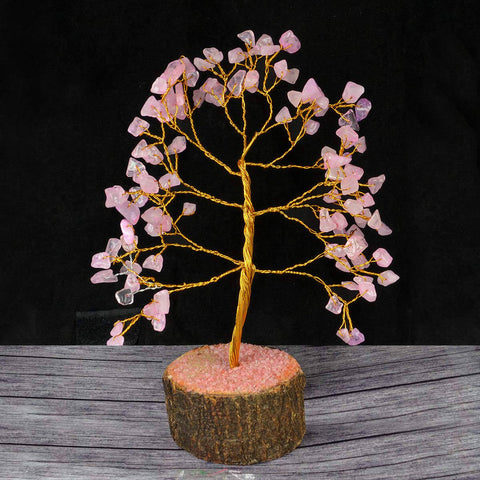 Rose Quartz Crystal Tree with 100 beads for love, harmony, and positive energy decor India’s Largest Pooja Accessories Brand – www.satvikworld.com