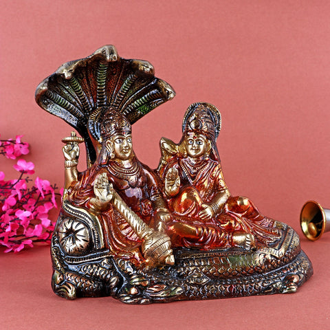 Brass Vishnu Laxmi Idol – Handcrafted Brass Statue Featuring Lord Vishnu and Goddess Laxmi, Symbolizing Prosperity and Protection. Perfect for Home, Temple, and Spiritual Decor, Ideal for Puja, Mandir Decoration, and Invoking Blessings of Wealth, Well-being, and Divine Blessings | India’s Largest Pooja Accessories Brand – www.satvikworld.com