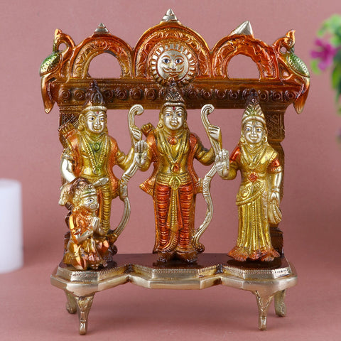 Elegant Brass Colorful Ram Darbar Idol – Handcrafted Brass Statue of Lord Ram, Goddess Sita, Lord Lakshman, and Lord Hanuman, Featuring a Vibrant and Colorful Finish. Perfect for Home, Temple, and Spiritual Decor, Ideal for Puja, Mandir Decoration, and Invoking Blessings of Strength, Harmony, and Divine Protection | India’s Largest Pooja Accessories Brand – www.satvikworld.com